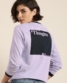 Shop Women's Purple Lost Thoughts Typography Oversized T-shirt-Front