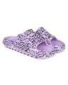 Shop Women's Purple All Over Love Printed Sliders-Design