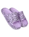 Shop Women's Purple All Over Love Printed Sliders-Full