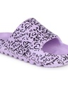 Shop Women's Purple All Over Love Printed Sliders