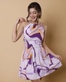 Shop Women's Purple Marble Printed Slim Fit Mini Dress-Front