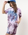 Shop Women's Purple Mickey and Friends Tie & Dye Oversized Dress-Front