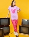 Shop Women's Purple Mickey Gliitters Graphic Printed Boyfriend T-shirt-Full