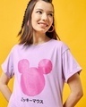 Shop Women's Purple Mickey Gliitters Graphic Printed Boyfriend T-shirt