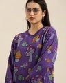 Shop Women's Purple Mushrooms Printed Oversized Sweatshirt-Design