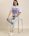 Shop Women's Purple New York City Typography Oversized T-shirt-Design