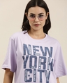 Shop Women's Purple New York City Typography Oversized T-shirt-Full