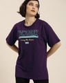 Shop Women's Purple Newyork Typography Oversized T-shirt-Front