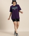 Shop Women's Purple Newyork Typography Oversized T-shirt-Full