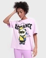 Shop Women's Purple No Time For Romance Graphic Printed Oversized T-shirt-Front