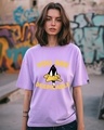 Shop Women's Purple Nobody Move Graphic Printed Oversized T-shirt-Front