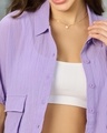 Shop Women's Purple Oversized Cargo Crop Shirt