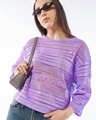 Shop Women's Purple Oversized Crochet Short Top-Front