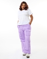 Shop Women's Purple Oversized Plus Size Cargo Pants-Full