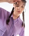 Shop Women's Purple Oversized Cargo Crop Shirt