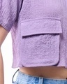 Shop Women's Purple Oversized Cargo Crop Shirt