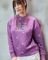 Shop Women's Purple Paisley Printed Oversized Sweatshirt-Front