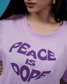 Shop Women's Purple Peace Is Dope Typography  T-shirt