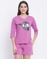Shop Women's Purple Penguin Printed Nightsuit-Front