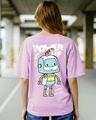 Shop Women's Purple Power Up Graphic Printed Oversized T-shirt-Front
