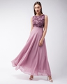 Shop Women's Purple Printed Comfort Fit Dress-Front