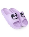 Shop Women's Purple Printed Sliders-Full