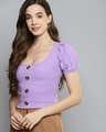 Shop Women's Purple Puff Sleeve Crop Top-Design