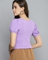 Shop Women's Purple Puff Sleeve Crop Top-Full