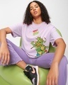 Shop Women's Purple Ready Set Ninja Graphic Printed Oversized T-shirt-Front
