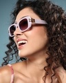 Shop Women's Purple Rectangle Polarised Lens Sunglasses-Front