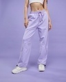 Shop Women's Purple Relaxed Fit Joggers-Front