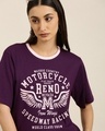 Shop Women's Purple Reno Typography Oversized T-shirt-Front