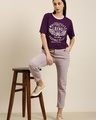 Shop Women's Purple Reno Typography Oversized T-shirt-Full