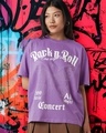 Shop Women's Purple Rock N Roll Graphic Printed Oversized T-shirt-Front