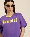 Shop Women's Purple SanDiego Typography Oversized T-shirt-Front