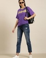 Shop Women's Purple SanDiego Typography Oversized T-shirt-Full