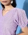 Shop Women's Purple Self Design Cotton Crop Top