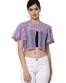 Shop Women's Purple Self Design Crop Shrug-Front