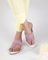 Shop Women's Purple Floral Toe Ring Flats-Front