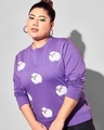 Shop Women's Purple Sheep Embroidered Plus Size Sweatshirt-Front