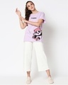 Shop Women's Purple Skater Panda Graphic Printed Boyfriend T-shirt-Design