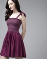 Shop Women's Purple Slim Fit  Flare Dress-Front