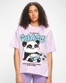 Shop Women's Purple Snacking Graphic Printed Oversized T-shirt-Front