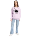 Shop Women's Purple Social Battery Graphic Printed Oversized Sweatshirt