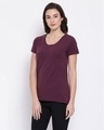 Shop Women's Purple Solid Round Neck T-shirt-Design