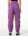 Shop Women's Purple Super Loose Fit Cargo Joggers-Full