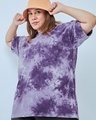 Shop Women's Purple Tie & Dye Oversized Plus Size T-shirt-Front