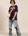 Shop Women's Purple Tokyo Typography Oversized T-shirt-Full