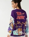 Shop Women's Purple Tom & Jerry Graphic Printed Oversized Sweatshirt-Front