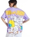 Shop Women's Purple Tom N Jerry Graphic Printed Oversized T-shirt-Front